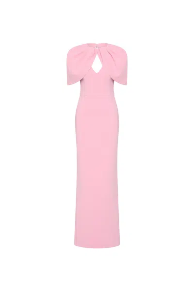 Rebecca Vallance Xena Petal-sleeve Keyhole Gown In Pink