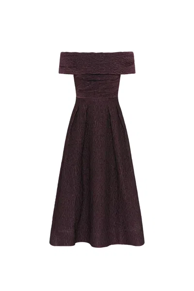 Rebecca Vallance Adalyn Off The Shoulder Midi Dress In Purple