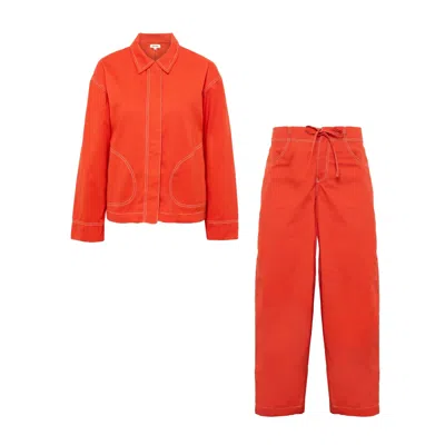 Forty One Red Nya Oversized Jacket & Trouser Set In Orange