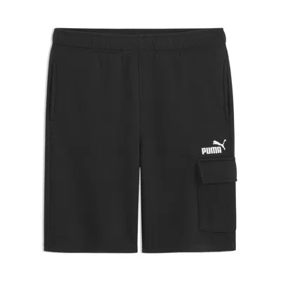 Puma Basic Essentials Big Kids' Fleece Cargo Shorts In Black