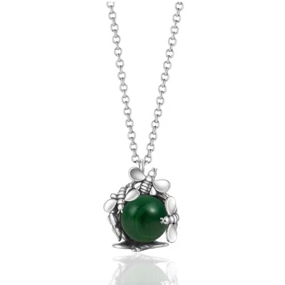 Unaloe Silver / Green Natural Queen Necklace Silver With Natural Malachite –  Jewelry For Women In Multi