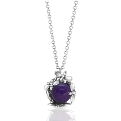 Unaloe Silver / Purple Natural Queen Necklace Sterling Silver With Natural Amethyst –  Jewelry For Women In Multi