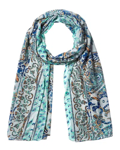 La Fiorentina Silk-blend Printed Scarf In Blue