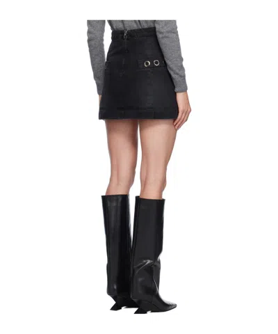 Msgm Eyelet-embellished Denim Miniskirt In Black