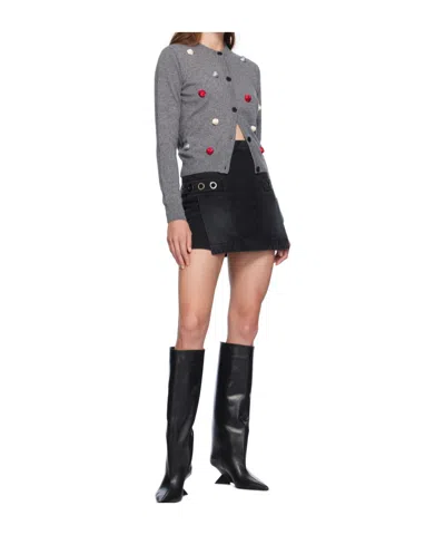 Msgm Eyelet-embellished Denim Miniskirt In Black