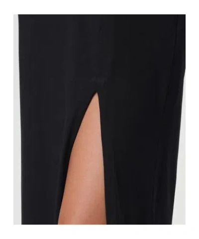 Msgm Crew Neck Long Dress With Side Slit In Black