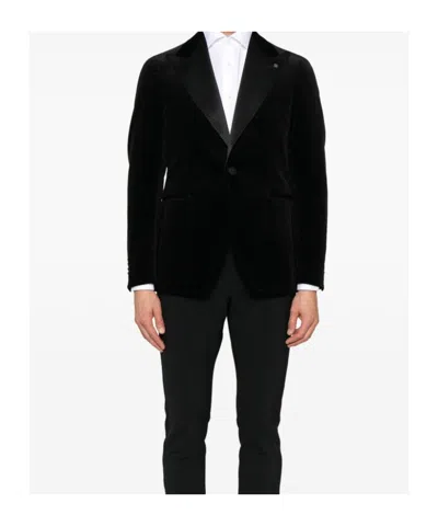 Tagliatore Long-sleeved Suit Jacket In Black