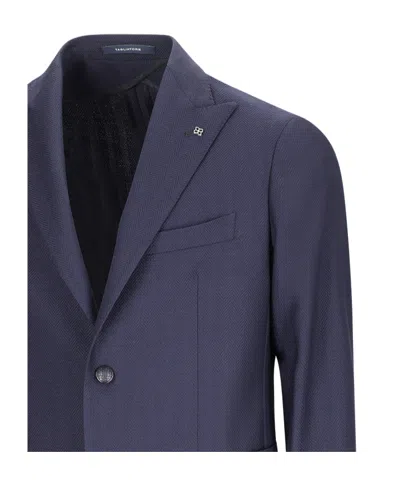 Tagliatore Herringbone Two-button Blazer In Blue