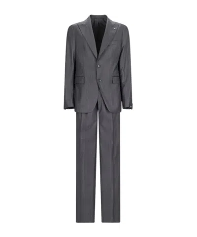 Tagliatore Stripe-pattern Suit In Gray