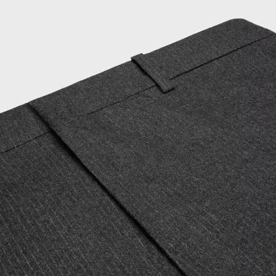 Celine Pantalon In Striped Wool Flannel In Black