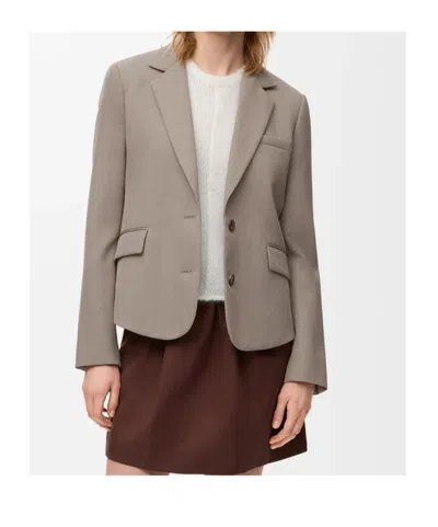 Loewe Womens Beige Melange Tailored Ruched-back Wool-blend Jacket In Gray