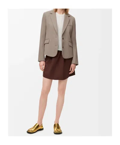 Loewe Womens Beige Melange Tailored Ruched-back Wool-blend Jacket In Gray