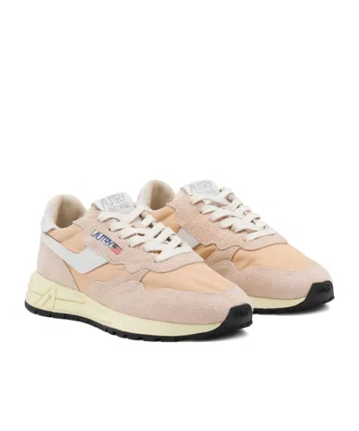 Autry Sneakers Reelwind Multicolor In Tessuto E Pelle Scamosciata Donna In Pink