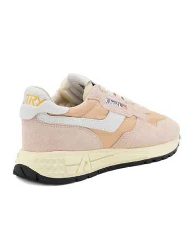 Autry Sneakers Reelwind Multicolor In Tessuto E Pelle Scamosciata Donna In Pink