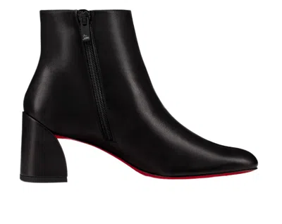Christian Louboutin Turela Leather Side-zip Red Sole Booties In Black