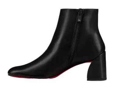 Christian Louboutin Turela Leather Side-zip Red Sole Booties In Black