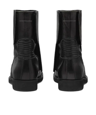 Mm6 Maison Margiela Leather Biker Boot In Black