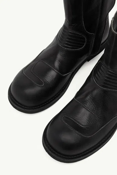 Mm6 Maison Margiela Leather Biker Boot In Black