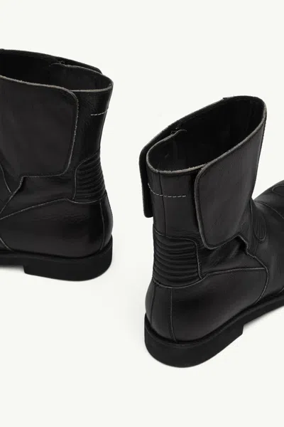 Mm6 Maison Margiela Leather Biker Boot In Black