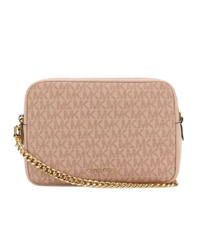 Michael Michael Kors Michael By Michael Kors Pink Canvas Medium Bryant Shoulder Bag In Brown