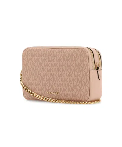 Michael Michael Kors Michael By Michael Kors Pink Canvas Medium Bryant Shoulder Bag In Brown