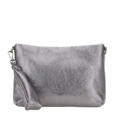 Gianni Chiarini Logo Embossed Zipped Clutch Bag In Silver