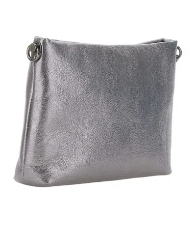 Gianni Chiarini Logo Embossed Zipped Clutch Bag In Silver