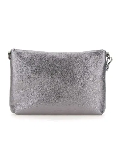 Gianni Chiarini Logo Embossed Zipped Clutch Bag In Silver
