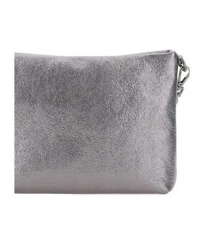 Gianni Chiarini Logo Embossed Zipped Clutch Bag In Silver