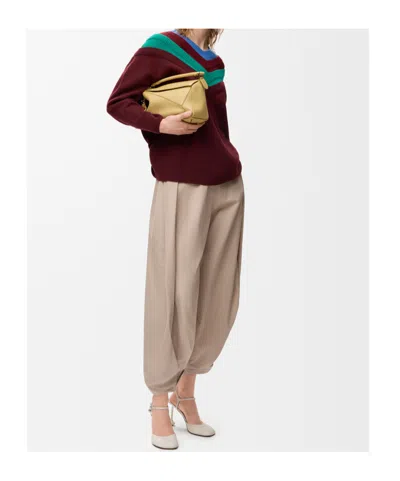 Loewe Wool Sweater With Layered Construction In Burgundy