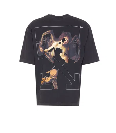 Off-white Washed Black Cupid Arrow Skate Logo T-shirt