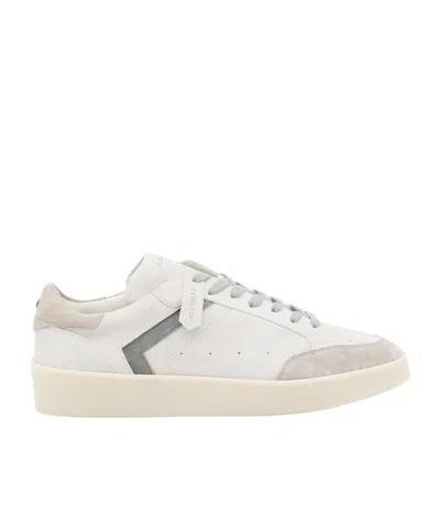Canali White And Grey Leather Sneakers In White