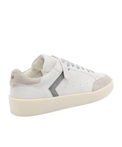 Canali White And Grey Leather Sneakers In White