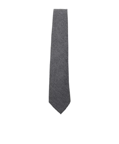 Canali Grey Wool Tie In Gray