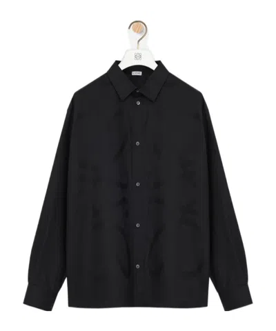 Loewe Anagram Logo-jacquard Cotton-twill Shirt In Black