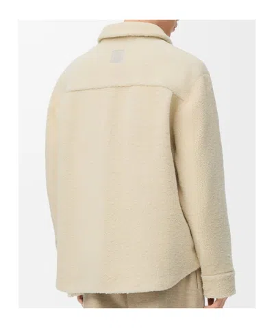Loewe Shearling Jacket With Curved Hem And Collar In Neutral