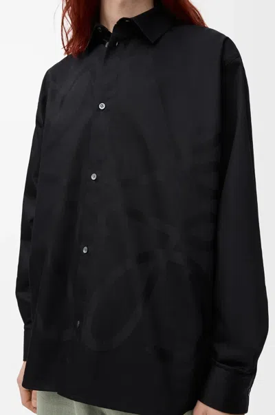 Loewe Anagram Logo-jacquard Cotton-twill Shirt In Black