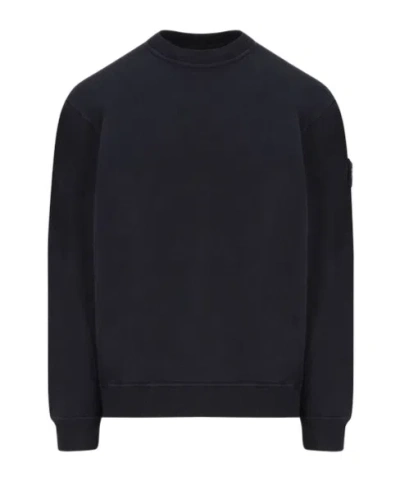 Stone Island Minimalistic Grey Knit Sweater With Round Neckline In Black