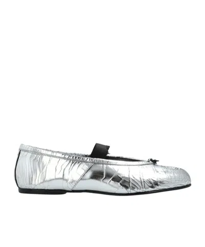 Maison Margiela Tabi Split-toe Metallic Cracked-leather Ballet Flats In Silver
