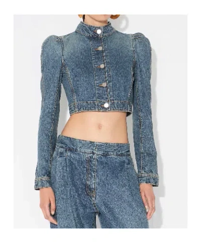 Alaïa Alaia Blue Washed Denim High-neck Jacket Women
