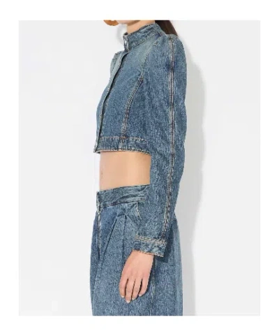 Alaïa Alaia Blue Washed Denim High-neck Jacket Women