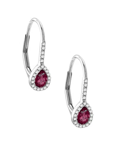 Gemstones 0.51 Ct. Tw. Diamond & Ruby 14k Earrings In Pink