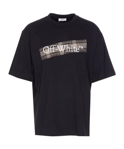 Off-white Black Crewneck T-shirt With Logo Lettering On The Front And Maxi Diagonal Motif On The Rear In Cotto In Black