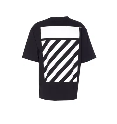 Off-white Black Crewneck T-shirt With Logo Lettering On The Front And Maxi Diagonal Motif On The Rear In Cotto In Black