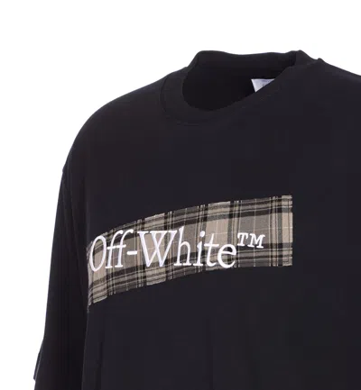 Off-white Black Crewneck T-shirt With Logo Lettering On The Front And Maxi Diagonal Motif On The Rear In Cotto In Black
