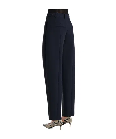 Khaite Dugan Pleated Double Face Crepe Pants In Blue