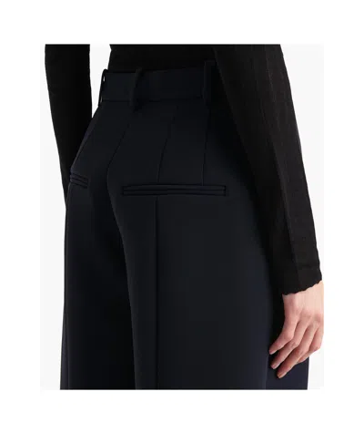 Khaite Dugan Pleated Double Face Crepe Pants In Blue