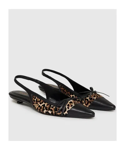 Anine Bing Zoey Leopard-print Slingback Ballet Flats In Black