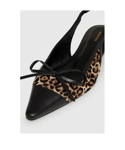 Anine Bing Zoey Leopard-print Slingback Ballet Flats In Black