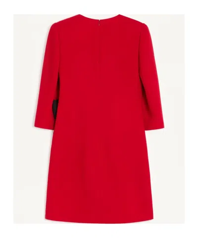 Valentino Short Silk Dress With Bow In Red